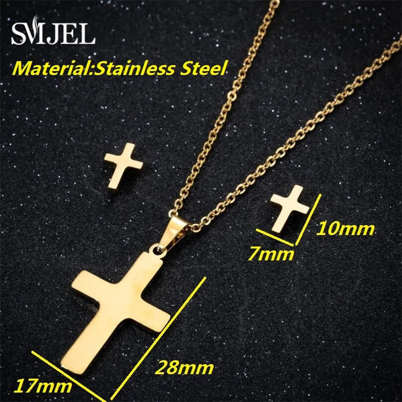 Hermoso conjunto de joyas de acero inoxidable con diseño de gatito y gato en color dorado para hombre, collar con pendientes de gato huecos a la moda, joyería con forma de pata.
