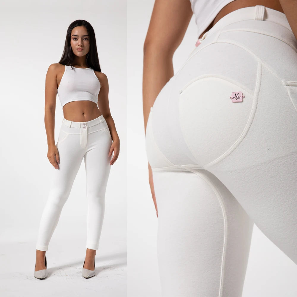 Mallas deportivas Shascullfites Melody blancas para mujer, leggings de yoga, mallas push-up para gimnasio, mallas ajustadas para correr.