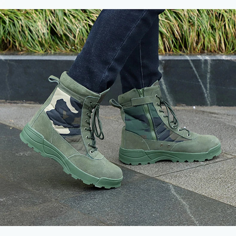 Botas de combate para hombre, botines tácticos de caña alta (tallas 36-46), calzado de seguridad para trabajo, botas de motociclista.