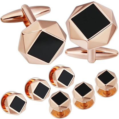 Gemelos y tachuelas de acrílico para hombre, accesorios de joyería para camisa de esmoquin, bodas, fiestas y reuniones, regalo para él con caja de regalo.