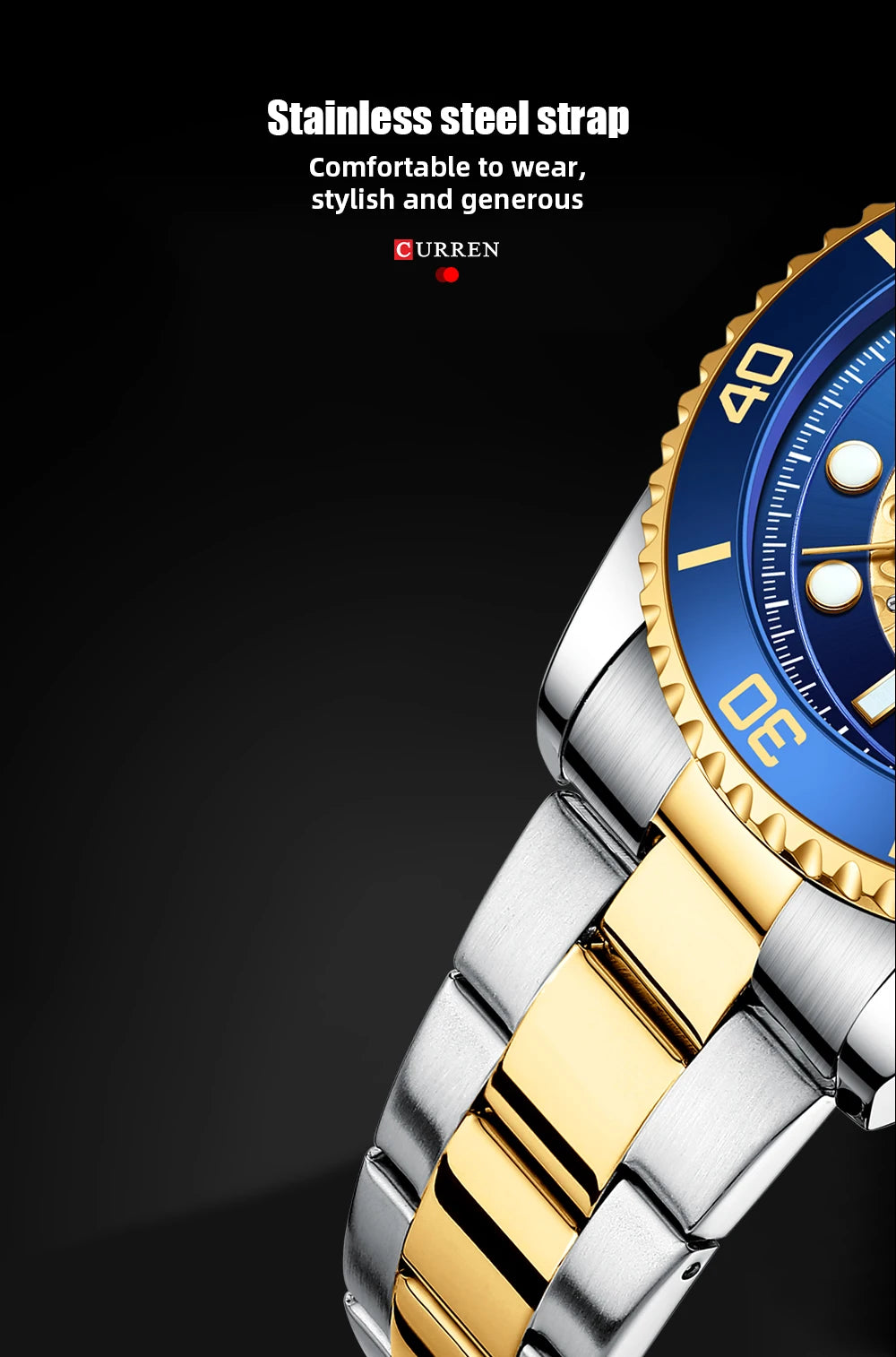 Relojes CURREN, reloj de cuarzo con diseño mecánico imitado, correa de acero inoxidable, relojes de pulsera luminosos para hombre con caja