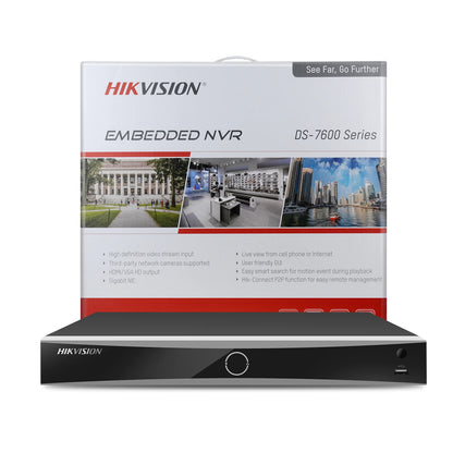 Kits de videovigilancia Hikvision 4K OEM con NVR PoE de 4 canales, reemplazan el sistema de videovigilancia con cámara IP híbrida inteligente de 8 MP DS-7604NXI-K1/4P.