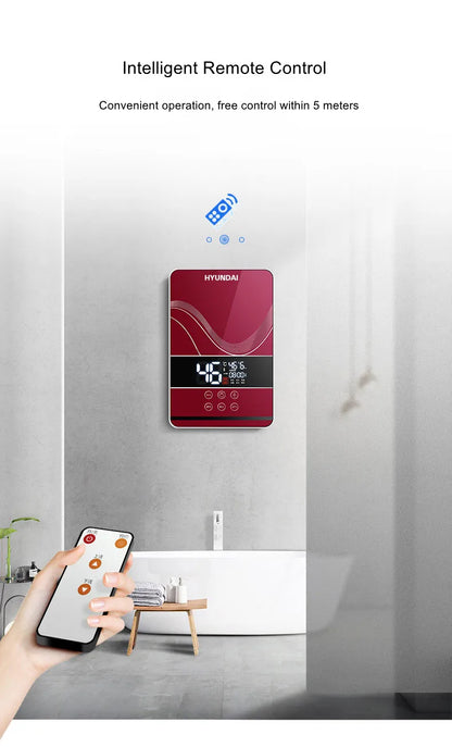 Calentador de agua eléctrico, ducha eléctrica, calentamiento rápido, máquina de CC para el hogar (cocina, baño), agua caliente ilimitada, control remoto