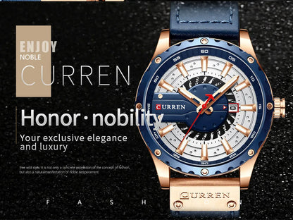 Relojes CURREN, marca superior, reloj de pulsera de cuero de moda, reloj de cuarzo casual para hombre con caja, nuevo reloj elegante, manecillas luminosas