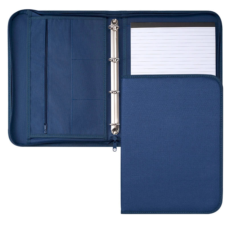Carpeta organizadora de documentos para conferencias, oficina, negocios, tamaño A4, color negro, de tela Oxford, tipo portafolios.