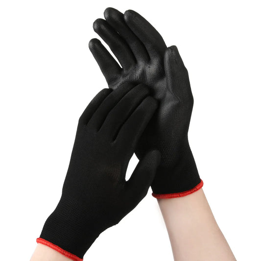 1 par de guantes de trabajo de seguridad, negros, antiestáticos y antideslizantes, recubiertos de poliuretano, de nailon PU, tallas S/M/L.