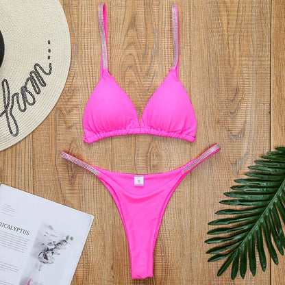 Sexy Shiny Sequins Mini Micro Thong Bikini Women Swimsuit Female Swimwear Two pieces Bikini set Brazilian Bathing Suit Swim Lady