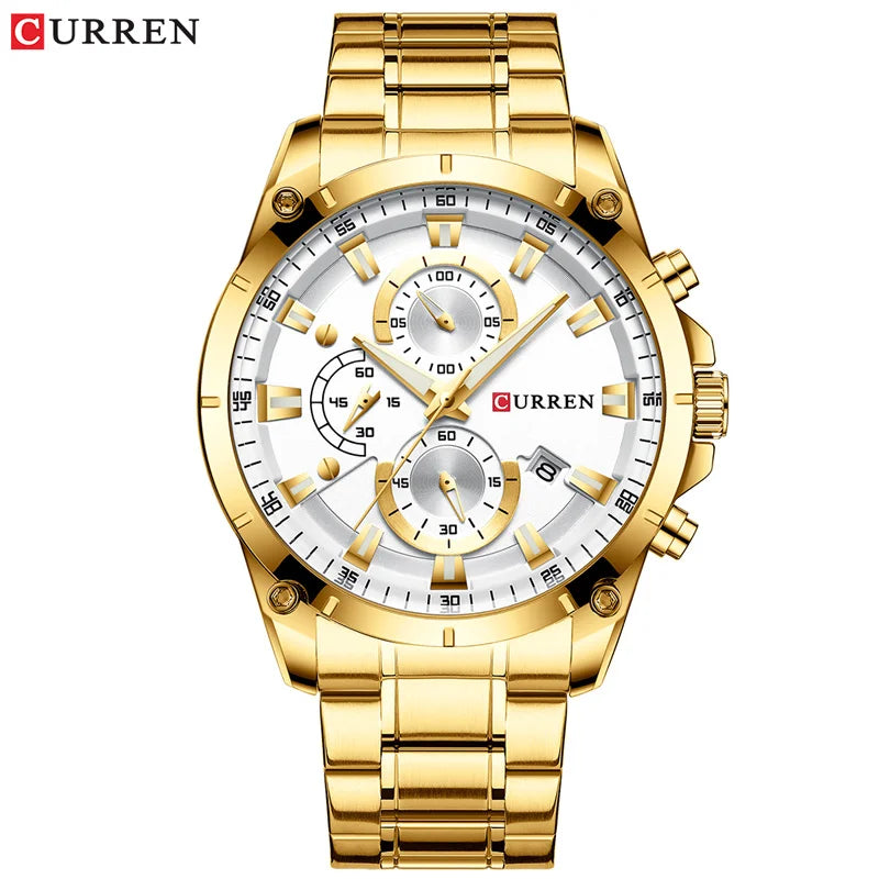 Relojes de oro para hombre, marca superior de lujo CURREN, reloj de pulsera de cuarzo, reloj de negocios deportivo e informal de moda, reloj para hombre, reloj para hombres