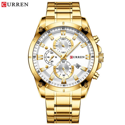 Relojes de oro para hombre, marca superior de lujo CURREN, reloj de pulsera de cuarzo, reloj de negocios deportivo e informal de moda, reloj para hombre, reloj para hombres