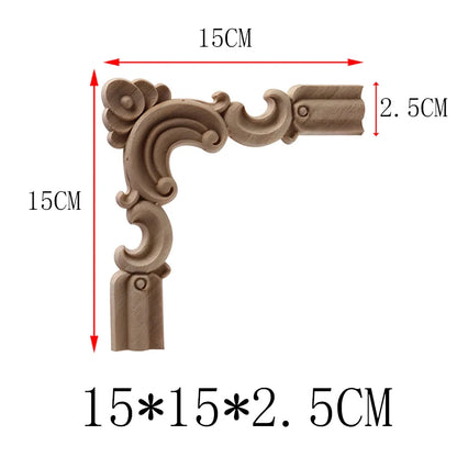 NUEVA Decoración Decoración Europea Moderna Calcomanía de Madera Aplique de Madera Marco de Madera Hojas Grandes Largas Madera de Caucho Ventana Esquina Paredes