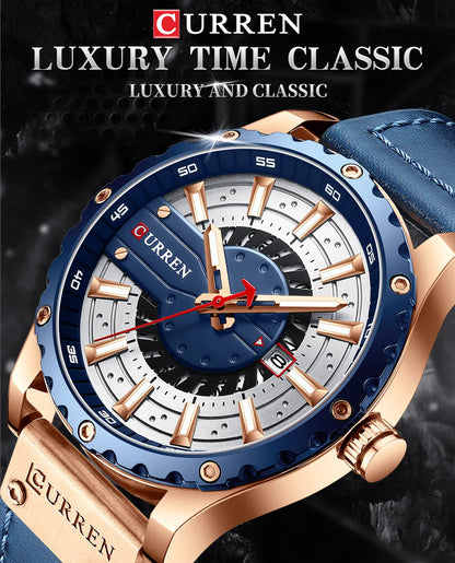 Relojes CURREN, marca superior, reloj de pulsera de cuero de moda, reloj de cuarzo casual para hombre con caja, nuevo reloj elegante, manecillas luminosas