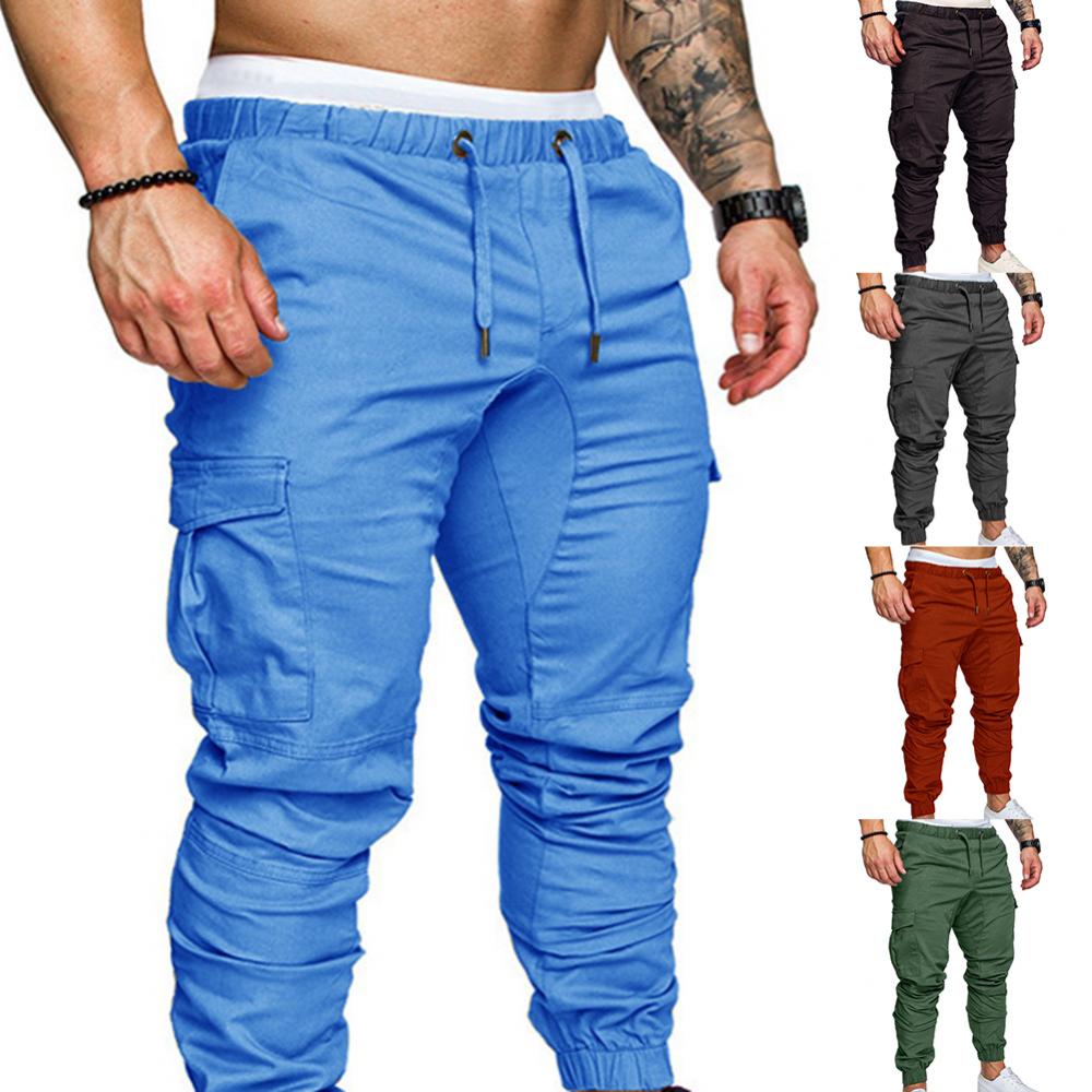 Sweatpants  Streetwear Trousers Men's Pants Waist Drawstring Ankle Tied Skinny Cargo Pants Men Casual Solid Color Pants