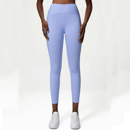Pantalones de yoga para mujer, sensación de desnudez, alta elasticidad, nailon, cintura alta, leggings deportivos, realce, para correr, gimnasio, ropa deportiva femenina.