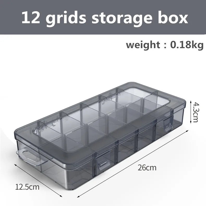 Organizador de 9 a 24 rejillas, contenedor de almacenamiento ajustable, compartimento de plástico, caja de almacenamiento, soporte para tornillos, estuche, contenedor de exhibición