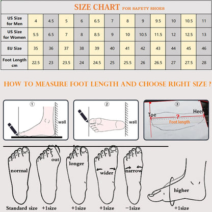 Work Sneakers Men Safety Shoes Steel Toe Cap Anticollision Fashion Outdoor Plus Size