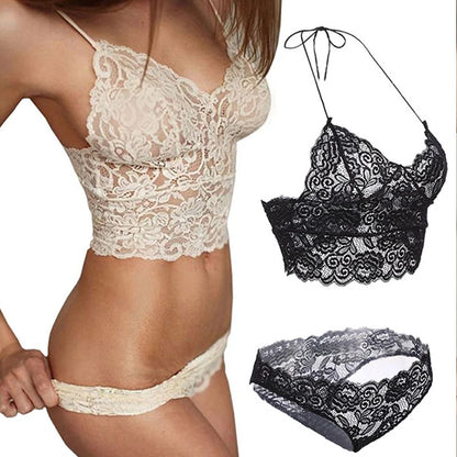 Conjunto de lencería sexy para mujer, bralette, corsé sexy, ropa interior transparente de encaje calado, camisola, lencería, sujetador, ropa sexual, 2018