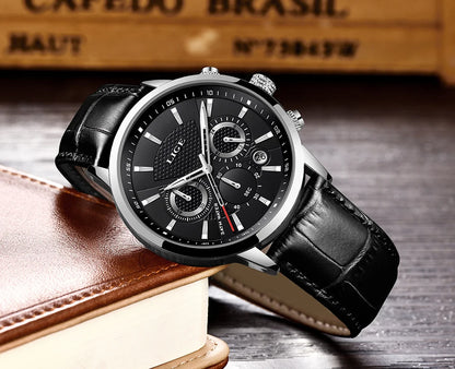 Nuevos relojes LIGE para hombre, marca superior de lujo, reloj de pulsera para hombre, reloj de cuarzo de cuero, reloj deportivo resistente al agua para hombre, reloj Masculino