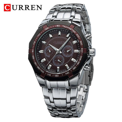 CURREN - Reloj deportivo militar de lujo para hombre, de cuarzo, de acero completo, resistente al agua, para negocios, masculino