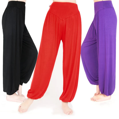 Pantalones de yoga para mujer, pantalones deportivos de talla grande para mujer, leggings de yoga, pantalones bombachos coloridos, pantalones de baile, yoga y taichí, pantalones de modal para mujer.