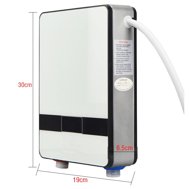 Calentador de agua eléctrico instantáneo de 6500 W y 220 V con termostato. Calentador de flujo para baño. Calefacción instantánea para cocina y ducha.