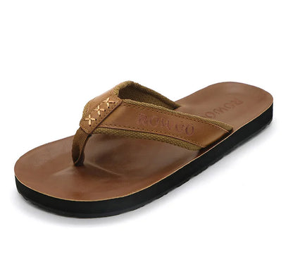 Chanclas de piel sintética para hombre, transpirables, antideslizantes, para playa, informales, de moda, venta al por mayor
