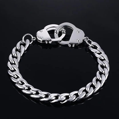 Pulsera de esposas para hombre, de acero inoxidable, de alta calidad, con cadena.