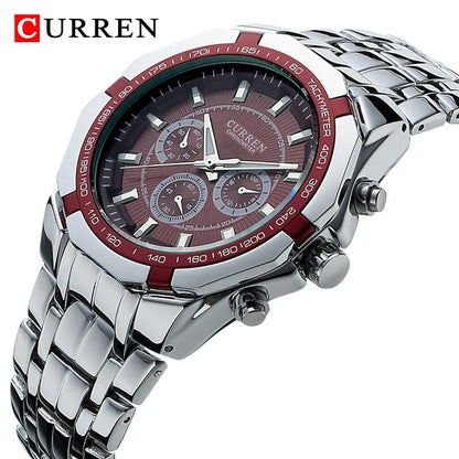 CURREN - Reloj deportivo militar de lujo para hombre, de cuarzo, de acero completo, resistente al agua, para negocios, masculino
