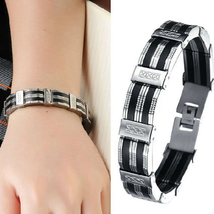 Pulsera de acero inoxidable y silicona de alta calidad para hombre, accesorios de joyería para mejores amigos.