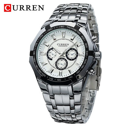 CURREN - Reloj deportivo militar de lujo para hombre, de cuarzo, de acero completo, resistente al agua, para negocios, masculino