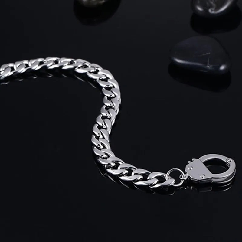 Pulsera de esposas para hombre, de acero inoxidable, de alta calidad, con cadena.