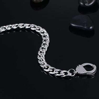 Pulsera de esposas para hombre, de acero inoxidable, de alta calidad, con cadena.