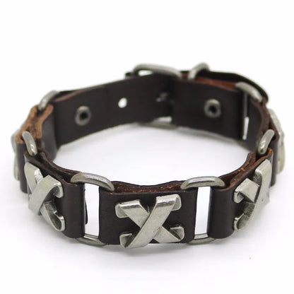 2018 Nuevos accesorios para hombres y mujeres Pulsera de cuero retro casual Pulsera punk de moda para hombres