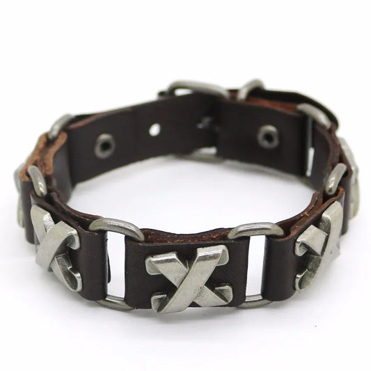 2018 Nuevos accesorios para hombres y mujeres Pulsera de cuero retro casual Pulsera punk de moda para hombres