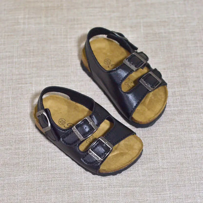 Sandalias nuevas, calzado infantil para niños, sandalias para niñas y niños, zapatos planos transpirables, sandalias de cuero cómodas de verano