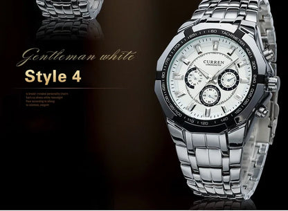 CURREN - Reloj deportivo militar de lujo para hombre, de cuarzo, de acero completo, resistente al agua, para negocios, masculino