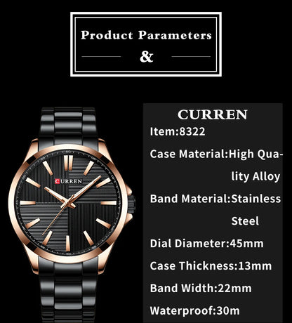 Reloj Masculino CURREN Relojes para hombre de primera marca de lujo Reloj de negocios de moda para hombre Reloj de pulsera de cuarzo impermeable informal para hombre