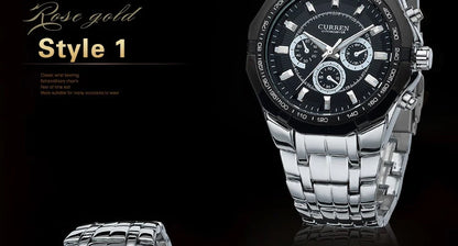 CURREN - Reloj deportivo militar de lujo para hombre, de cuarzo, de acero completo, resistente al agua, para negocios, masculino