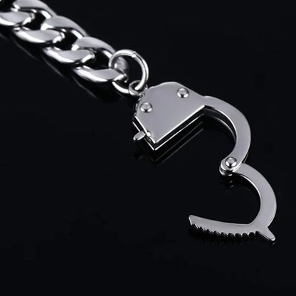 Pulsera de esposas para hombre, de acero inoxidable, de alta calidad, con cadena.