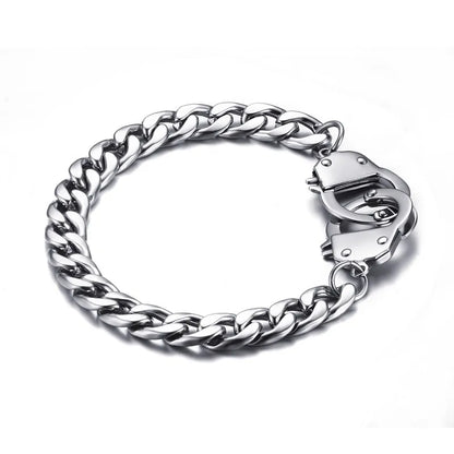 Pulsera de esposas para hombre, de acero inoxidable, de alta calidad, con cadena.