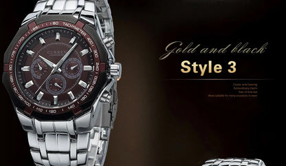 CURREN - Reloj deportivo militar de lujo para hombre, de cuarzo, de acero completo, resistente al agua, para negocios, masculino