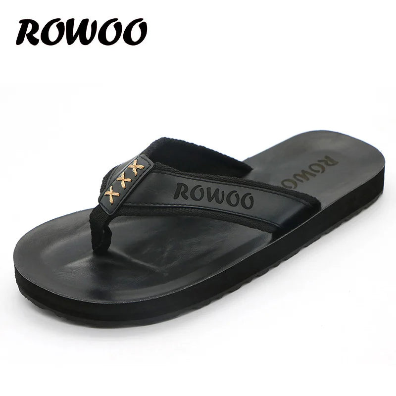 Chanclas de piel sintética para hombre, transpirables, antideslizantes, para playa, informales, de moda, venta al por mayor
