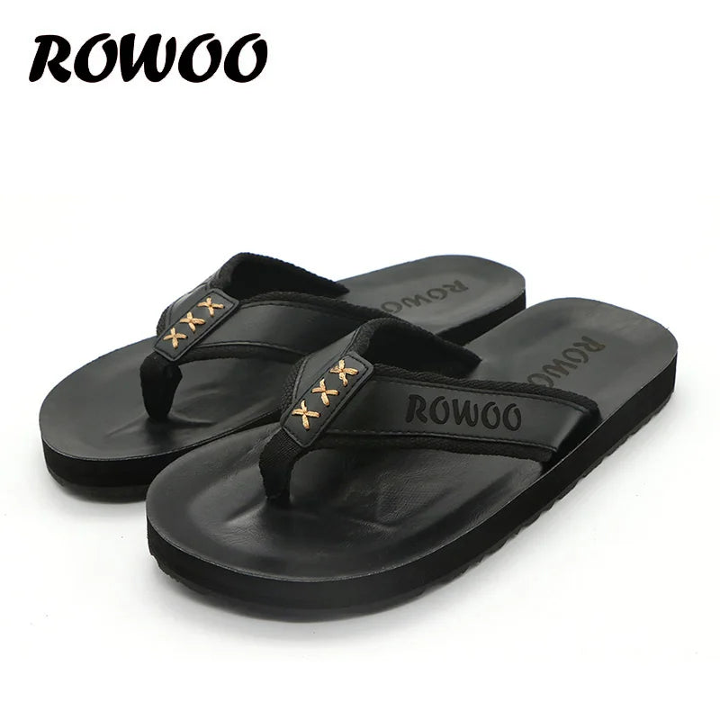 Chanclas de piel sintética para hombre, transpirables, antideslizantes, para playa, informales, de moda, venta al por mayor
