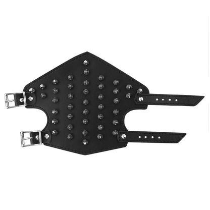 Brazalete de piel sintética unisex con púas de metal, brazalete medieval, protector de brazo, armadura para hombres y mujeres.