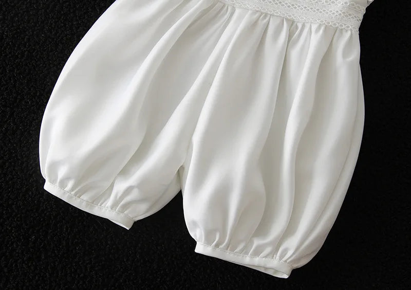Ropa de bebé niño, conjunto de pelele blanco para bautismo con gorro y cuello vuelto, ropa para recién nacidos, primera Navidad, cumpleaños de niño de 3 a 24 meses