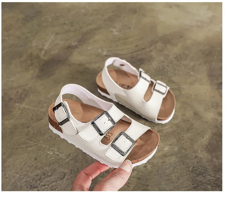Sandalias nuevas, calzado infantil para niños, sandalias para niñas y niños, zapatos planos transpirables, sandalias de cuero cómodas de verano