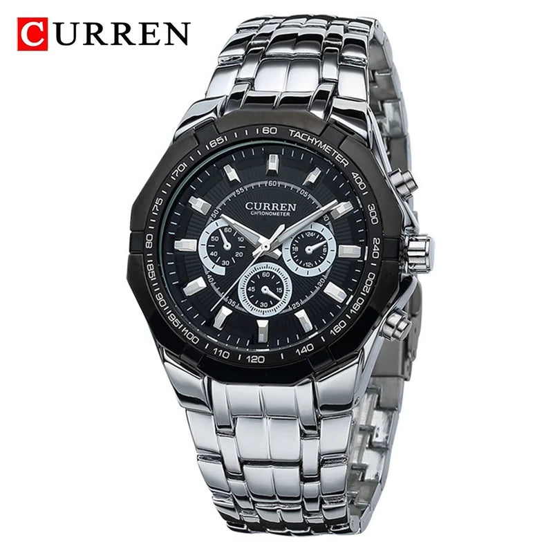 CURREN - Reloj deportivo militar de lujo para hombre, de cuarzo, de acero completo, resistente al agua, para negocios, masculino