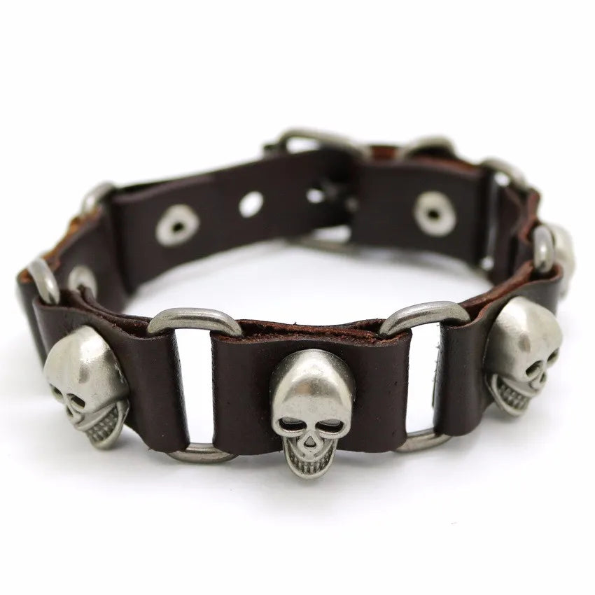 2018 Nuevos accesorios para hombres y mujeres Pulsera de cuero retro casual Pulsera punk de moda para hombres