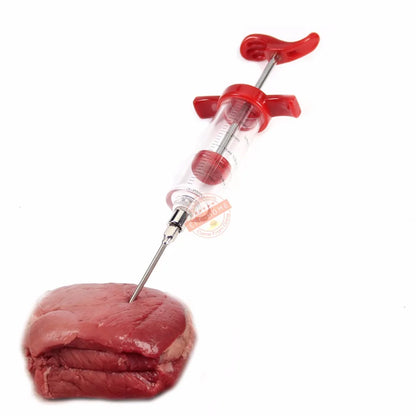 Jeringa inyectora para pavo - 3 agujas inyectoras de adobo, jeringa inyectora para carne de 1 oz con cepillo de limpieza, fácil de usar y limpiar