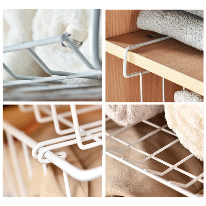 Cesta de almacenamiento rectangular para debajo de los estantes, brazos de ajuste cómodo, alambre de hierro, organización debajo de los estantes, resistente a la oxidación.