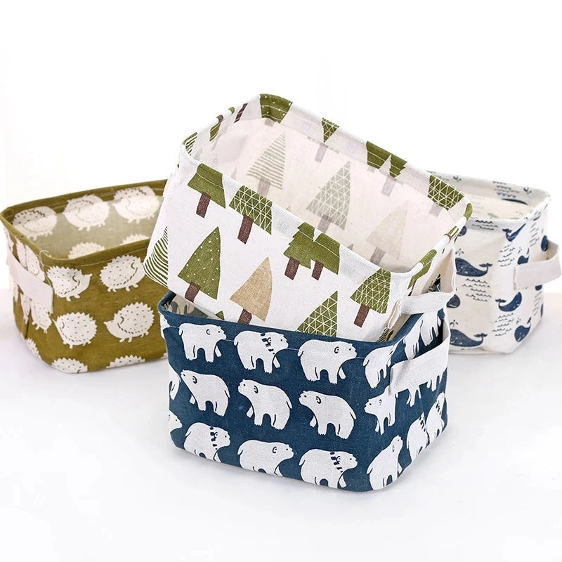 Organizador de almacenamiento de ropa interior, papelería de oficina, lino, caja de almacenamiento de escritorio, cesta de almacenamiento impermeable para juguetes y artículos diversos, cosméticos